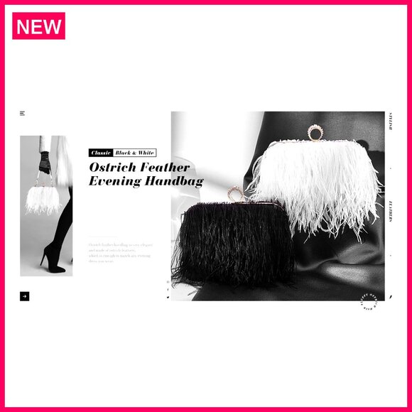 Ostrich Feather Evening Clutch Purse for Weddings Parties 7x4 Inches